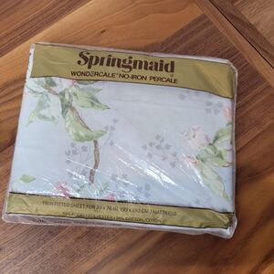 Vintage Springmaid Wondercale Twin Fitted Sheet 36 x 76 In Stoningham Floral NWT